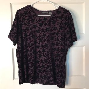 Impressions Dark Purple and Black Flower Woman's Shirt Size L